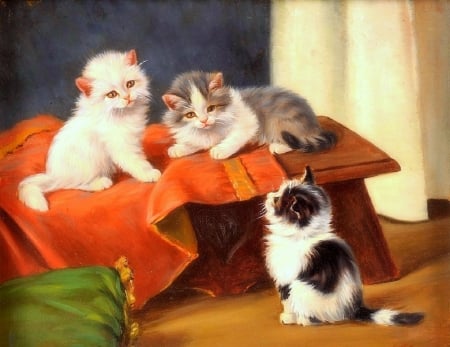 Company Fluffy Kittens - love four seasons, cats, kittens, fulffy, draw and paint, paintings, lovely, cute