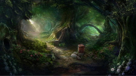 Fantasy Land - fantasy, forest, path, trees