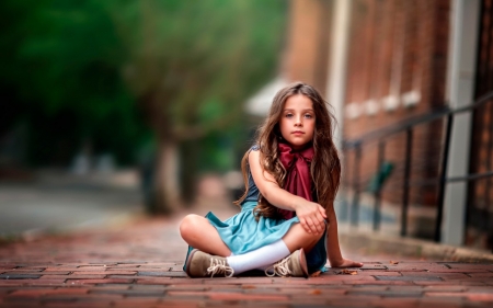 Little Kid - women, skirt, shoe, hair, girl, moderl, kid