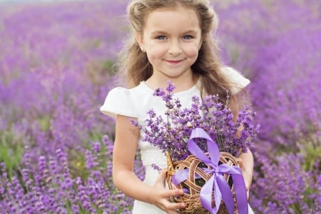 Girl - field, purple, girl, cute