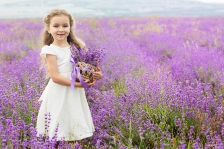 Girl - field, purple, girl, abstract