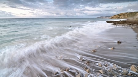 Beautiful Beach - waves, sand, beach, rocks