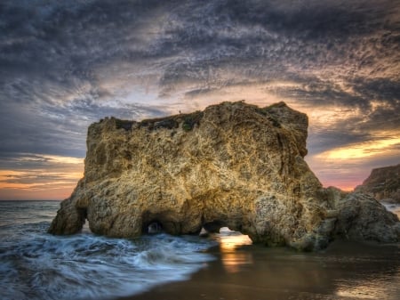 Beach Sunset - sky, landscape, clouds, beach, sunset, sea, ocean, nature