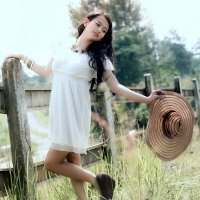 Brunette in a White Dress