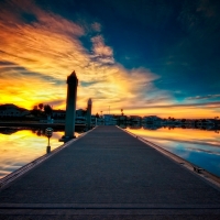 gorgeous sunset over village pier hdr