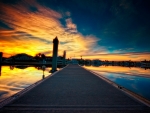 gorgeous sunset over village pier hdr