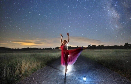 Ballerina - night, girl, pretty, ballerina