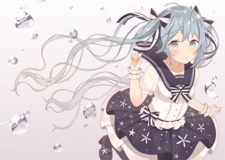 Hatsune Miku - anime, hatsune miku, bubbles, vocaloid