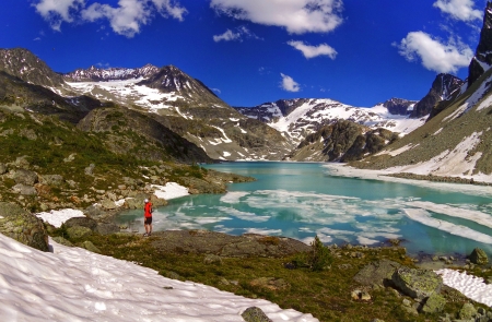 Wedgemount Lake, BC - nature, lake, snow, canada, mountains