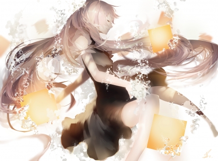 Hatsune Miku - vocaloid, anime, underwater, bubbles, hatsune miku