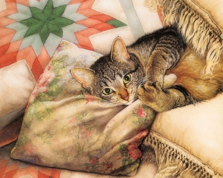 Cat on a Pillow