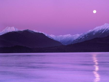 Untitled Wallpaper - olympic mountains, hood canal, moonset