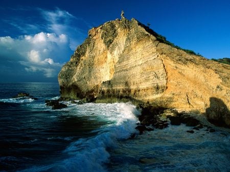 Pointe des Chateaux, Guadeloupe - cross, sky, ocean, canyon, rocks, waves, extra