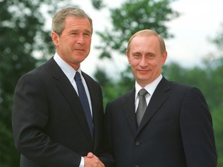 George Bush and Vladimir Putin - cretins, ocean, unpopular, vladimir putin, george bush, morons