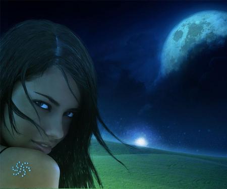 Universe Girl_By MY$T3RIO - universe, sexy, moon, hot, girl