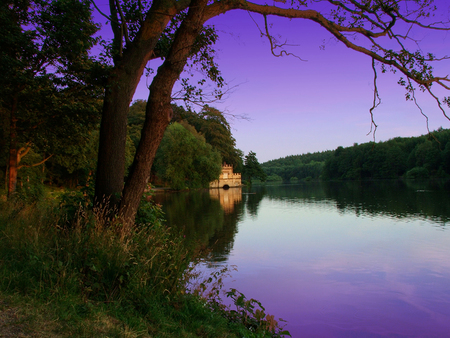 lake sceene - nature, night, lake, peaceful