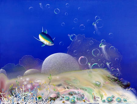 Underwater Garden - coral reef, reef, jelly fish, sea, fish