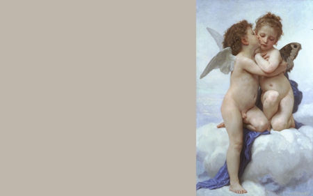 Cupid and Psyche as Children by Bouguereau - painter, female, romantic, great, realism, angel, light, kiss, face, nice, other, beauty, wonderful, kisses, picture, bouguereau, elegant, amazing, angels, paris, colored, color, france, painted, sensual, girl, cool, lovely, awesome, painting, woman, adorable, dreamy