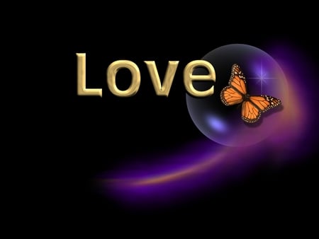 LOVE IS... - butterfly, bubble, sparkle, love