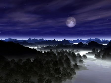 River valley - nature, 3d