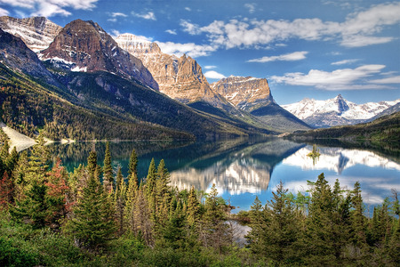 Glacial Reflection - nature, lakes, trees, forest, reflection, water, winter, skies