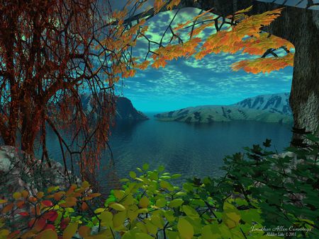 Hidden Lake  - 3d, fantasy, abstract