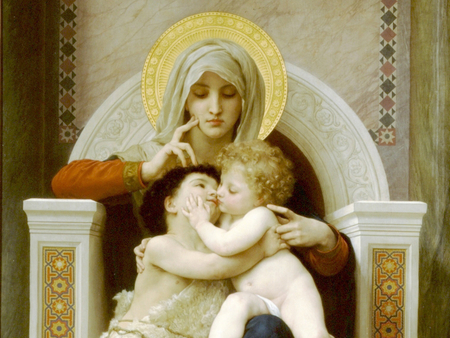 Vierge Jésus Saint Jean-Baptiste - painter, pretty, jesus, christ, female, romantic, great, realism, christianity, angel, god, peace, religious, face, nice, other, beauty, religiously, wonderful, picture, bouguereau, amazing, angels, jesus christ, paris, prayer, lord, colored, france, painted, beautiful, spiritual, religion, cool, awesome, painting, woman, virgin