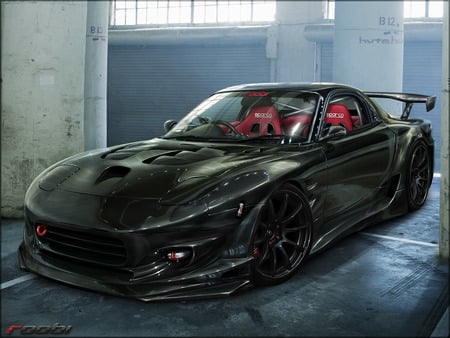 mazda RX7 dark - cars, mazda, tuning