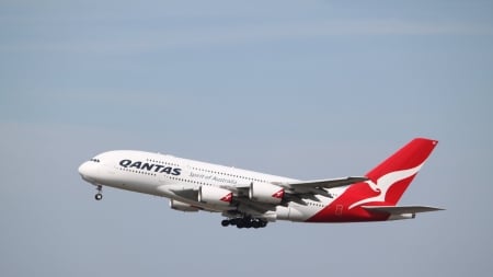 Qantas Airbus A380 - transport, a380, qantas, plane, airbus