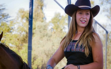 A Cowgirls Life Defined - style, girls, western, women, models, hats, ranch, cowgirls, horses, brunettes, fun, female, fashion