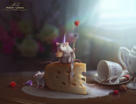 Breakfast - art, breakfast, fantasy, cheese