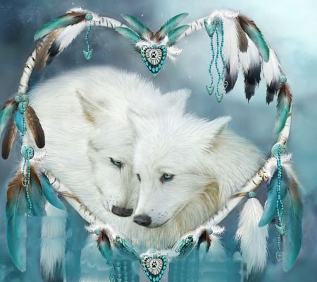 Beautiful_Wolfs - wolfs, white, heart, beautiful