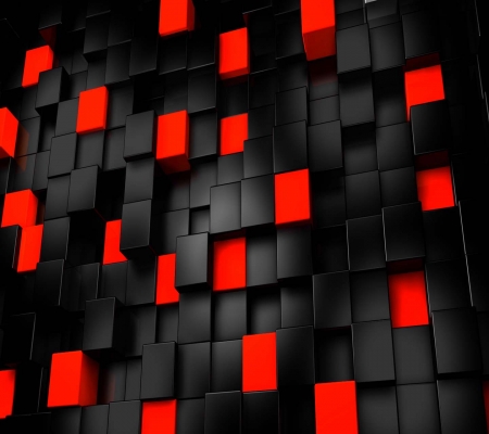 Black_and_Red_Cube - abstract, black, cube, red