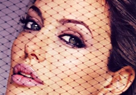 Angelina Jolie - veil, girl, pink, actress, make-up, purple, Angelina Jolie, woman, face