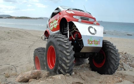 Offroading in a Smart Car - cars, mercedes, beach, smart car