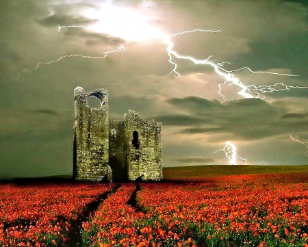 Nordic Landscape - Ruin, Field, Landscape, Nature