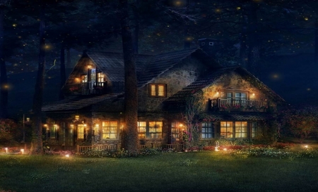 Summer Dreams - Nighttime, Home, Beautiful, House