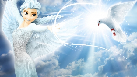 Flight - Frozen, Elsa, Wings, Dove