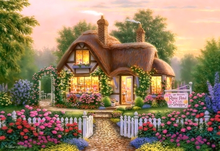 Fairytale Cottage - cottage, fairytale, art, pretty