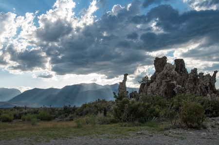 The Message - beauty, sky, california, landscape, photography, mono lake, mountains, cluds, pentax, nature, tufa, god rays