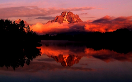 Autumn Lake - nature, autumn, lake, trees, reflection, mountains