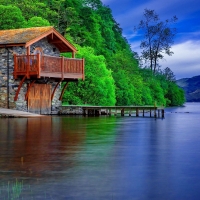 stone house on the lakeside