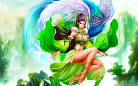 Fantasy girl in green