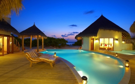 Exotic Resort - bungalows, resorts, tropics, pools, attractions in dreams, summer, love four seasons