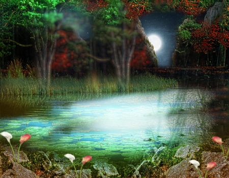 Etangvert - art, abstract, fantasy, pond