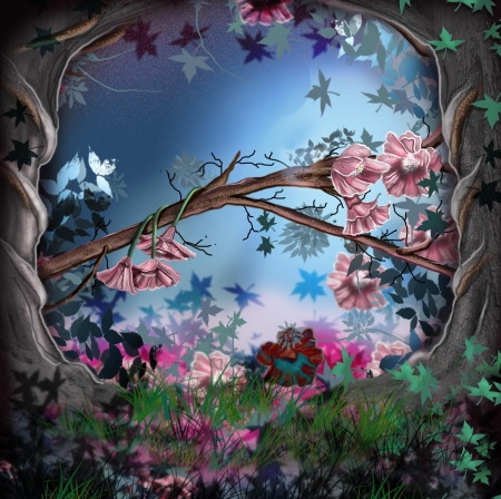 Fleursdesbois - branches, art, fantasy, trees