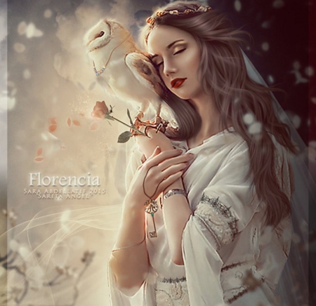 Florencia - beauty, lady, owl, fantasy