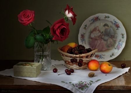 Still Life - abstract, flowers, rose, red