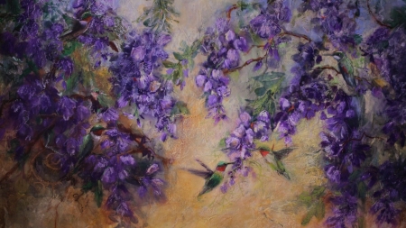 Flowers - paint, purple, flowers, artwork