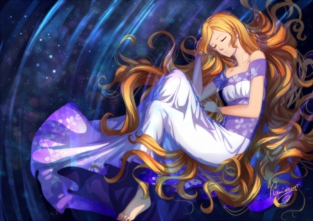 Broken Night - girl, anime, sleeping, hair